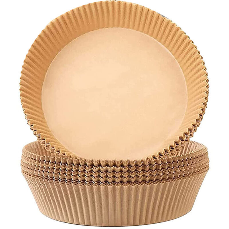 Einweg-Papiereinlage für Heißluftfritteuse, runde Pergamentfolie für Heißluftfritteuse zum Kochen, ölbeständiger Antihaftfilter – True Color 50