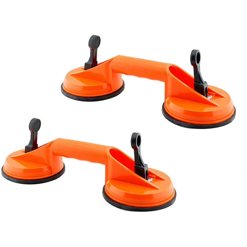 Fliesen-Saugnapf, 2 Stück, 2 x 100 kg Kapazität, doppelter Karosserie-Saugnapf, ergonomische und rutschfeste Griffe, für Fliesen, Glas - Ahlsen