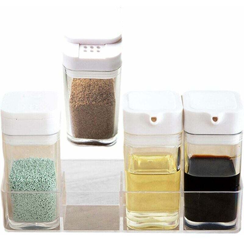 Ahlsen - Gewürzbehälter-Organizer – 4 Stück Salzstreuer für die Küche, langlebiges Küchenzubehör zur Aufbewahrung von Gewürzen, Gewürzen, Gewürzen,