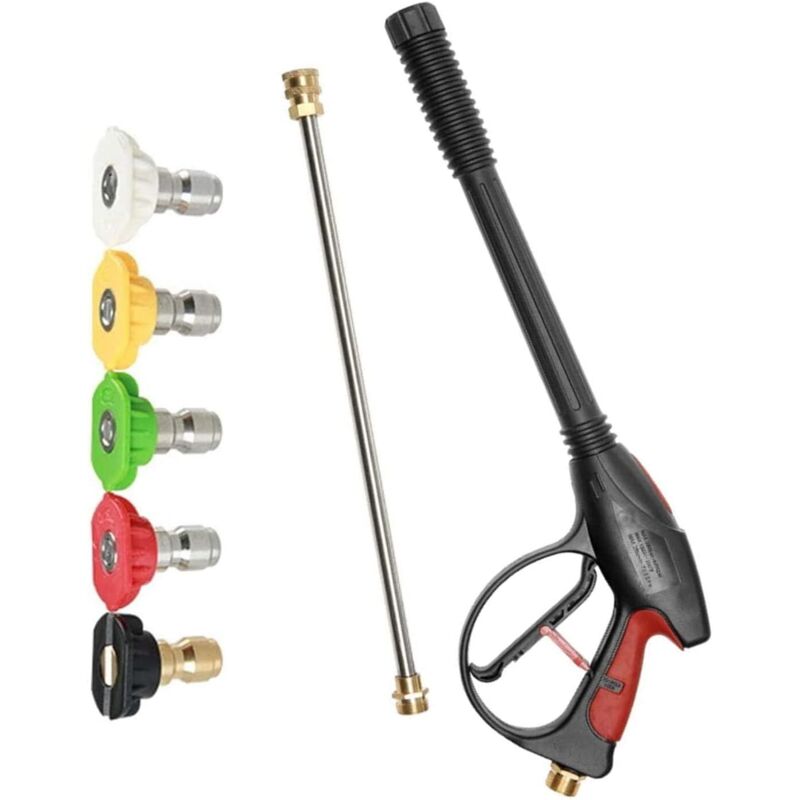 Hochdruckreiniger-Pistole mit Lanze und 5 Düsen, M22-Strahldüse, Hochdruckreiniger für Gartenschlauch, Auto, Garten, Zuhause - Ahlsen