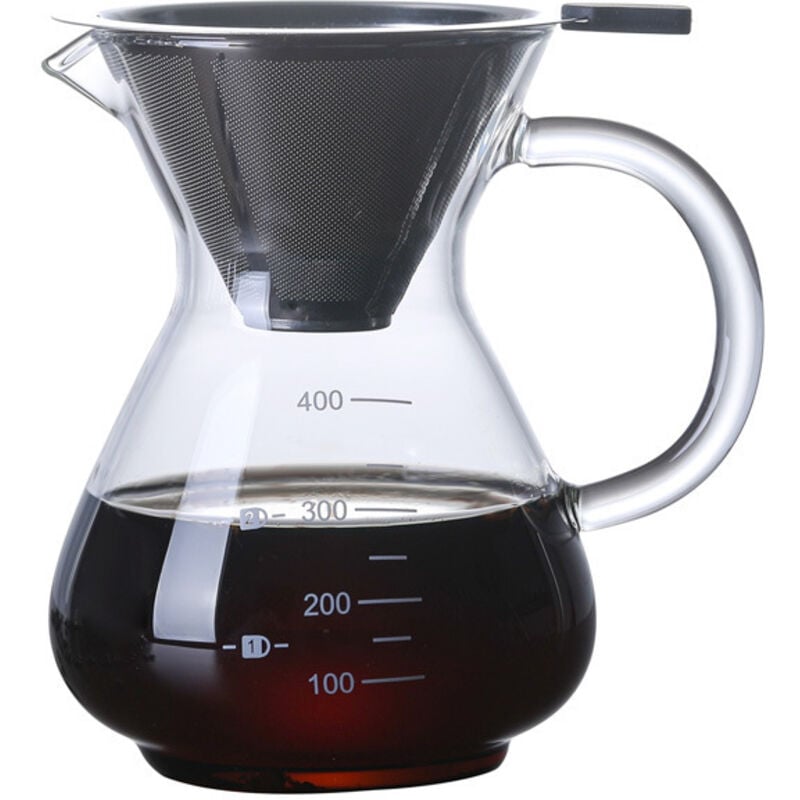 Ahlsen - Kaffeemaschine zum Übergießen, manueller Kaffeefilter, 400 ml Kaffeemaschine zum Übergießen, Kaffeemaschine zum Übergießen, Karaffe aus