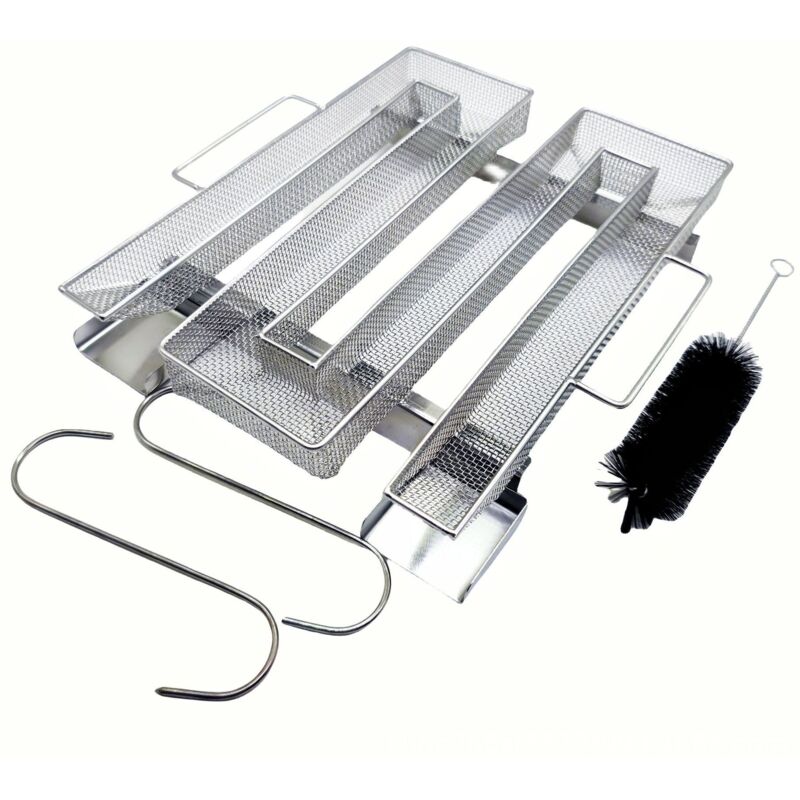 Ahlsen - Kaltraucherzeuger aus Edelstahl mit 2 Fleischhaken + 1 Reinigungsbürste – Räucherofen für Barbecues, Grills, wiederverwendbare Räucheröfen