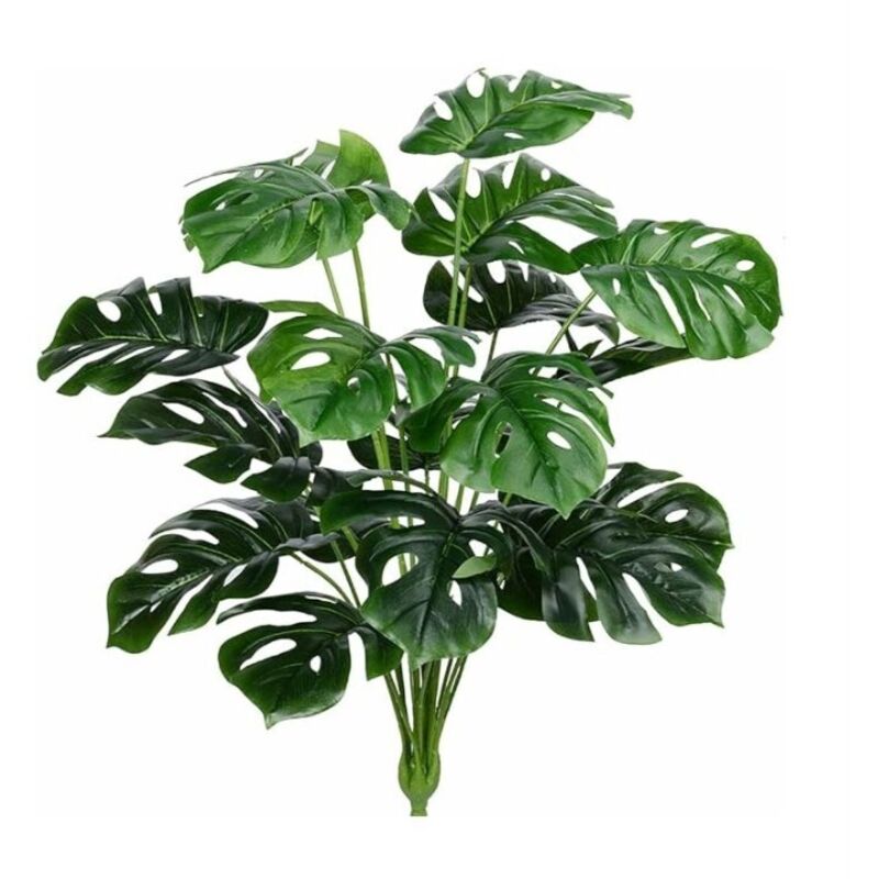 Künstliche Palmblätter, künstliche Pflanzen, künstliche Monstera-Schildkröte, tropisches Blatt, große Palmblätter, Outdoor-Pflanze, UV-beständige