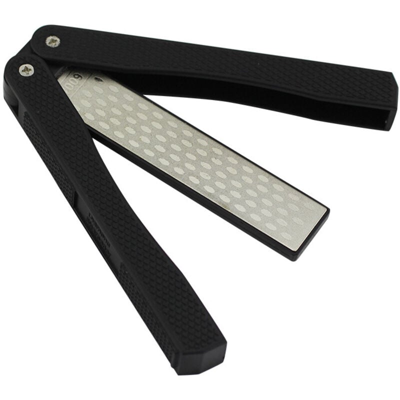 Ahlsen - Messerschärfer, faltbarer Diamantschärfer, doppelte Schärfkörnung, dick/extrafein, Körnung 400/600, für Outdoor, Camping, Garten, Küche,