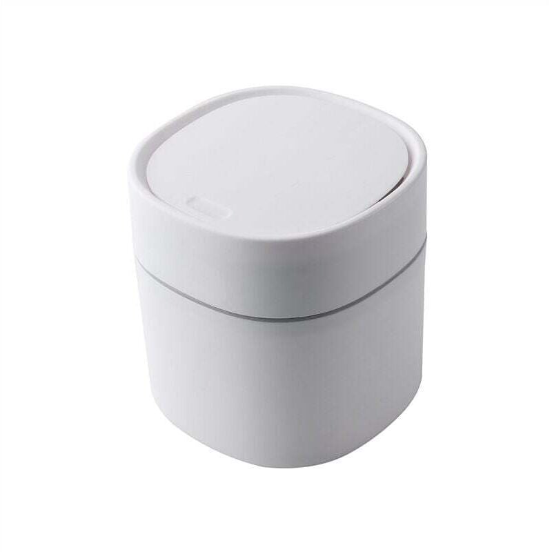Mini-Desktop-Mülleimer, kreativer Kunststoff-Desktop-Mülleimer, Tisch-Mülleimer mit Knopfdeckel, kleiner Home-Office-Mülleimer für Büro, Badezimmer,