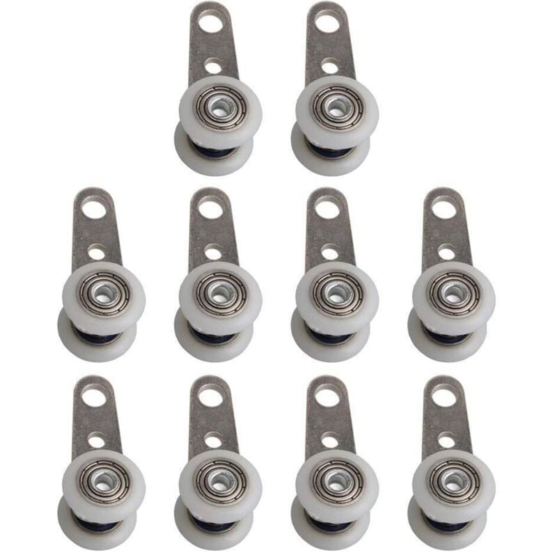 Möbelrollen, 10 Stück, 45 x 19 mm, Metalllagerrolle mit zwei Rädern für Kleiderschrank, Schrank, Fenster, Kleiderschrank, Schiebetüren, Lenkrollen
