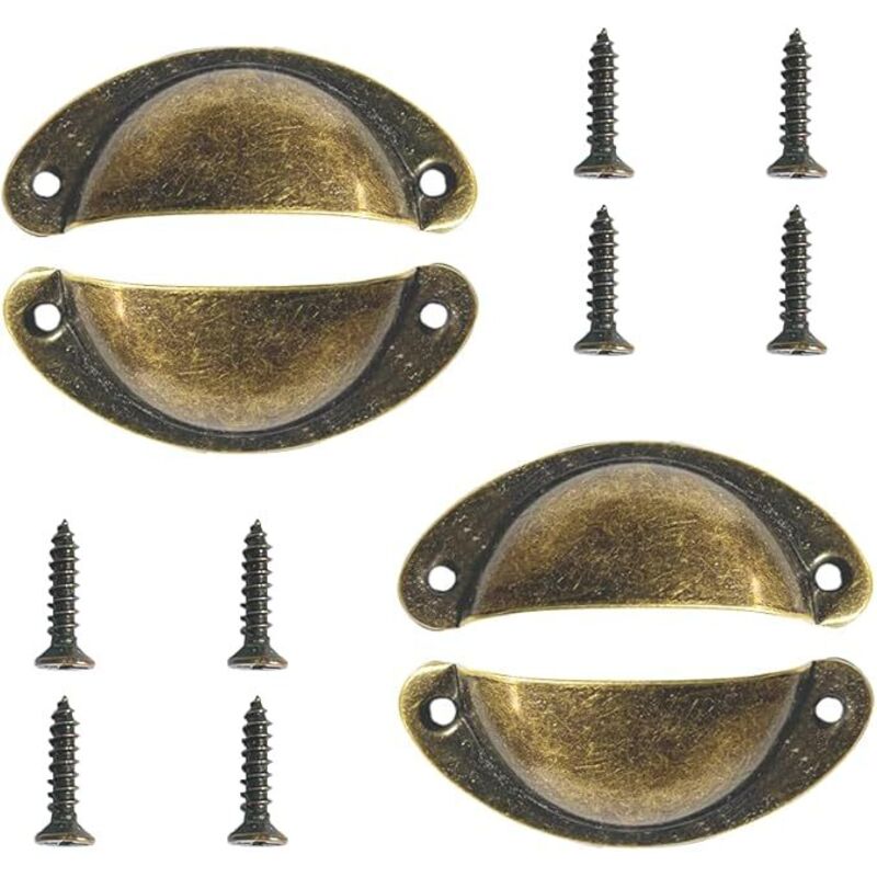 Muschelgriff, 4 Stück, Retro-Muschelgriff, Schubladengriff, Möbelgriff, für Kleiderschränke, Garderobe, Schubladen (Bronzefarbe) - Ahlsen