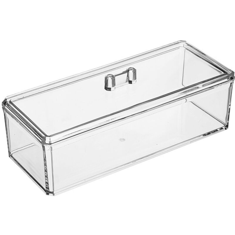 Rechteckige transparente Acryl-Kosmetik-Aufbewahrungsbox mit Deckel, kleiner Schreibtisch-Organizer - Ahlsen