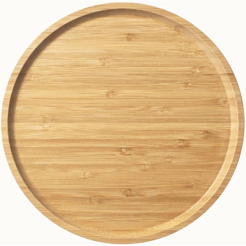Serviertablett aus Bambus, rundes Holztablett, Serviertablett aus Holz, Obst-, Brot-, Salatteller, Wurst-Servierbrett (25 cm) - Ahlsen