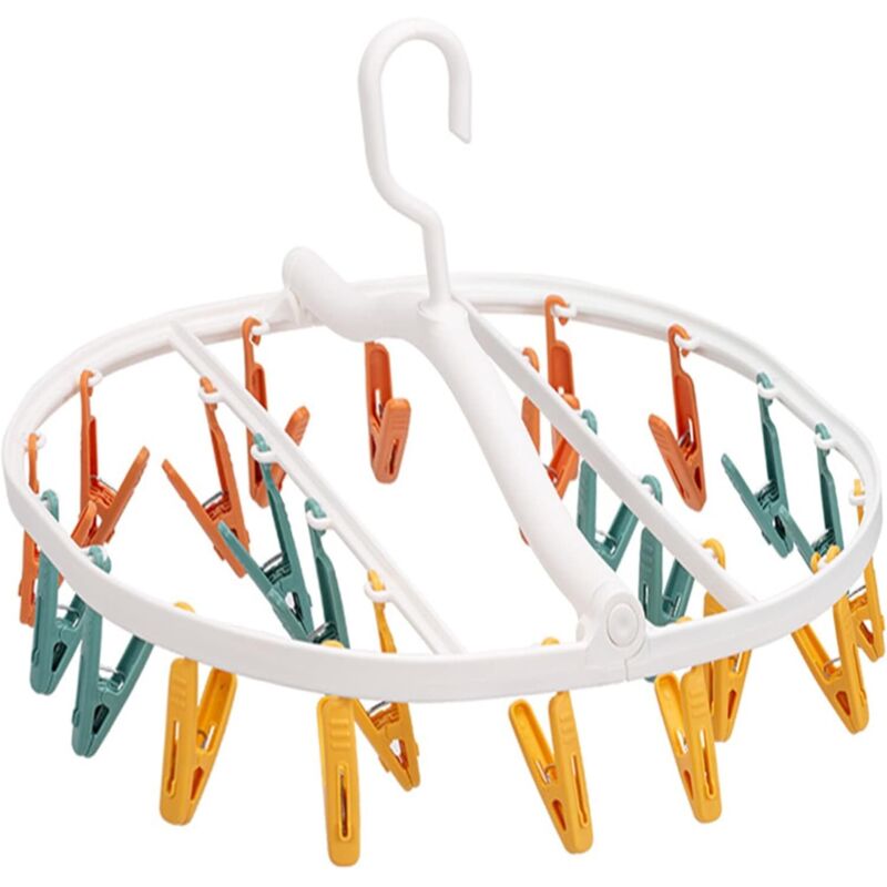 Sockenteile, tragbarer Wäschetrockner aus Kunststoff zum Aufhängen im Freien mit winddichten Clips für Socken, Unterwäsche, Babykleidung und Mützen