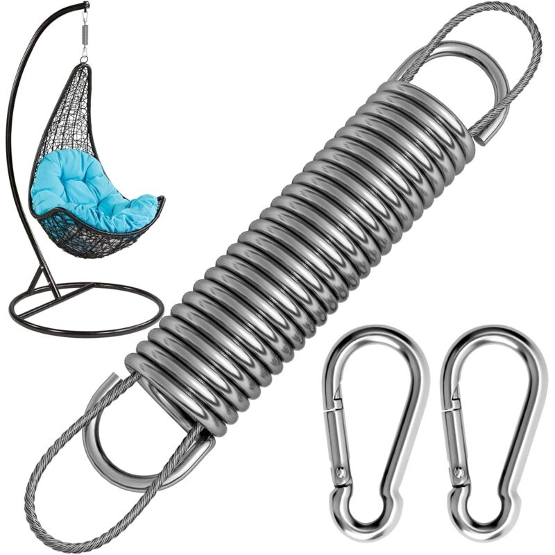 Swing Spring Hängesessel mit 150 kg Tragkraft – 2 Karabiner, 1 Drehring und 1 Feder – Edelstahlaufhängung für Hängesessel, Boxsack - Ahlsen
