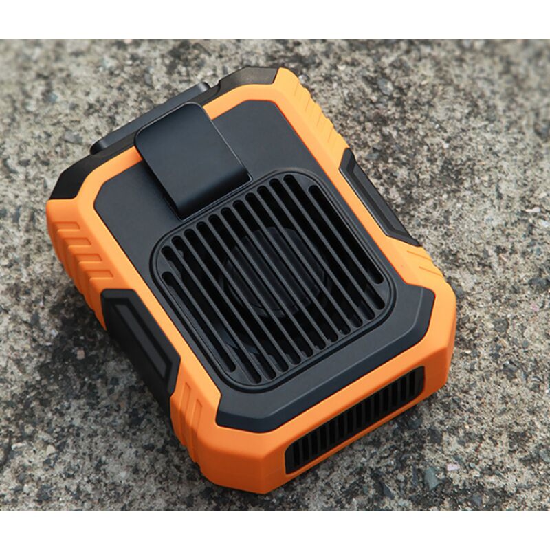 Taillen-Clip-Ventilator, 3 Geschwindigkeiten, 4000 mAh batteriebetrieben, freihändiger Halsketten-Ventilator mit Ladefunktion – Farbe Orange - Ahlsen