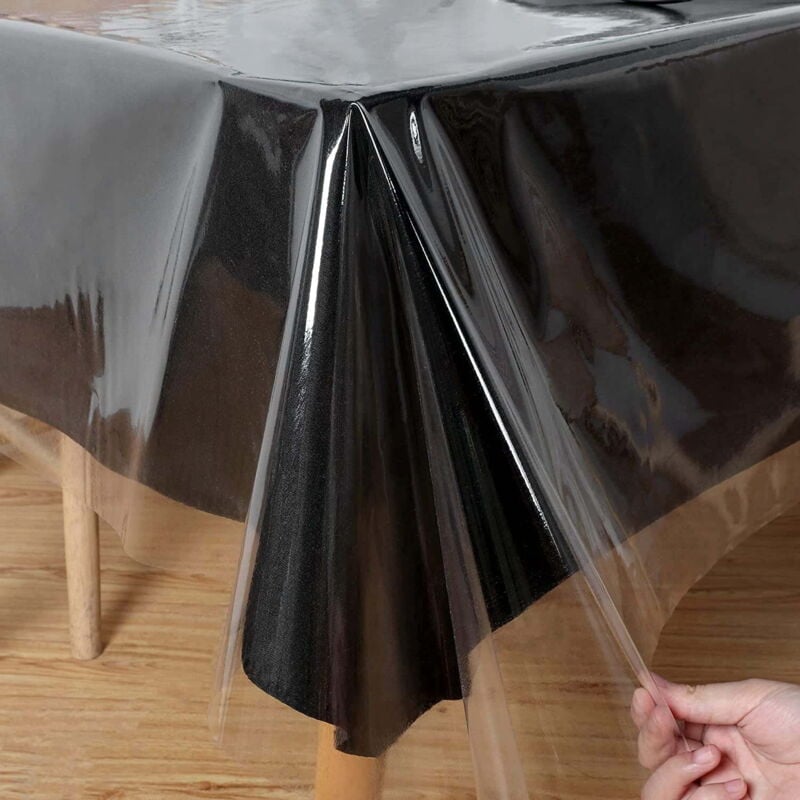 Transparente Kunststoff-Tischdecke, 137,2 x 274,3 cm, 100 % wasserdicht und ölbeständig, spritzwassergeschützte PVC-Vinyl-Tischdecke, waschbare