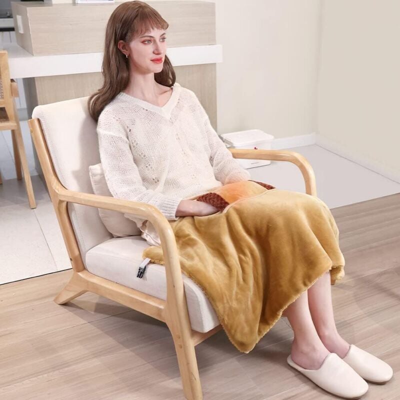 USB-Heizdecke, 60 x 80 cm, Camping-Heizdecke, Schal, Büro, waschbar, Lammwoll-Flanell, Picknickdecke - Ahlsen