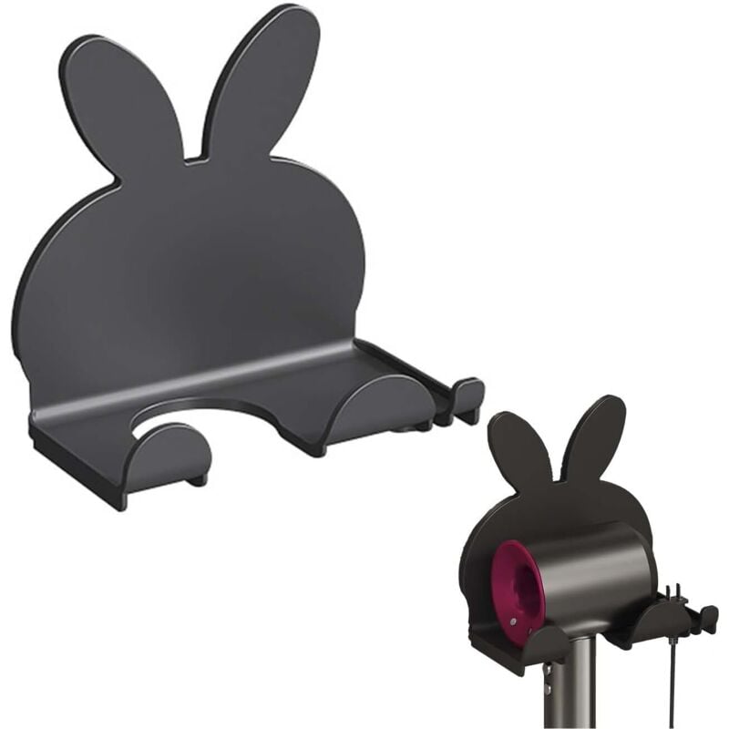 Wandmontierter Haartrocknerhalter, Haartrockneraufhänger ohne Bohren, schwarzer Haartrocknerständer, Haartrocknerhalter, Glätteisen und