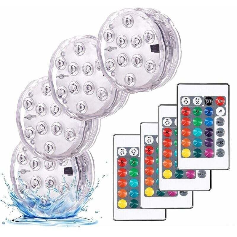 Ahlsen - Wasserspiel-Beleuchtung, bunte Landschaftsbeleuchtung, dekorative wasserdichte LED-Beleuchtung, Set mit 4 mehrfarbigen RGB-Tauchlampen mit