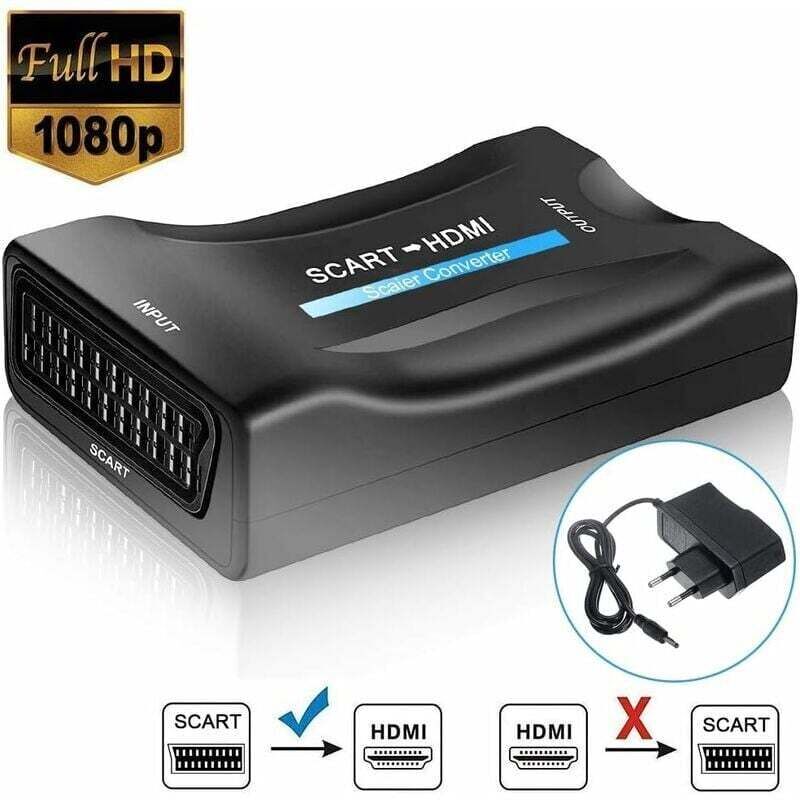 Scart-zu-HDMI-Konverter, Scart-zu-HDMI-Videokonverter 1080P/720P, kompatibel mit hdtv stb vhs Xbox PS3 Sky dvd Blu-ray - Aiperq