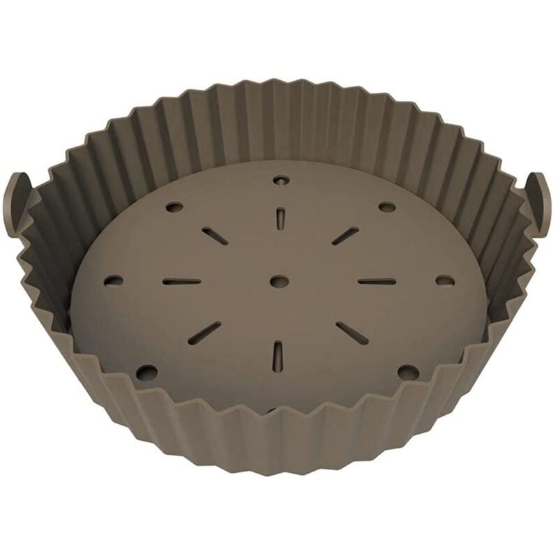 Air Fryer Liner, 10 Zoll wiederverwendbarer Silikontopf, Antihaft-Ölfilter-Design, 22 cm für Braun