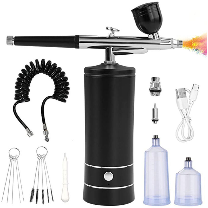 Airbrush-Set mit Kompressor, automatischer Hand-Airbrush-Pistole mit 0,3-mm-Düse, wiederaufladbar, tragbare Airbrush-Pinsel zum Malen