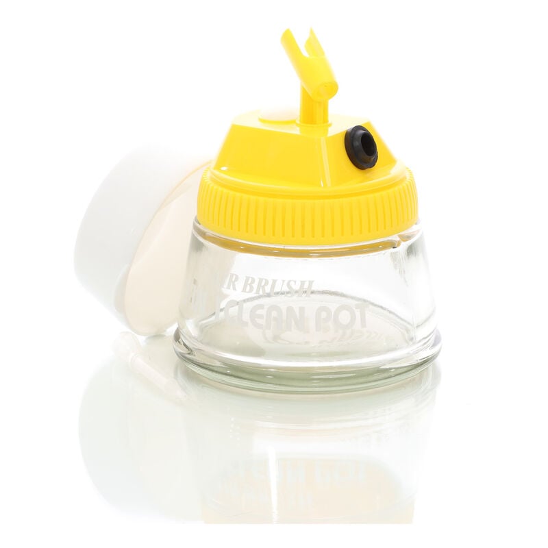 Reinigungsbehälter für Airbrush Pistolen Reinigung, Becher mit Halterung und Mischdeckel, Airbrush Zubehör - Wiltec