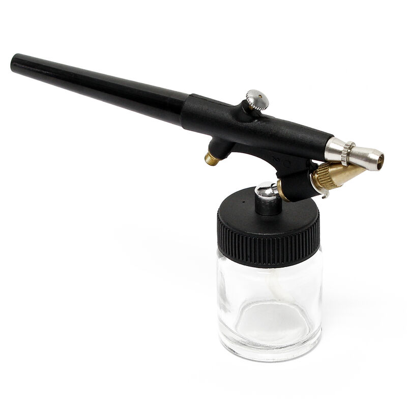 Wiltec - Airbrush Pistole Typ 138 mit Single Action Funktion, Düse ø 0,8 mm, 2 Farbbecher, Pipette und Schlauch für Modellbau, Nailart usw.