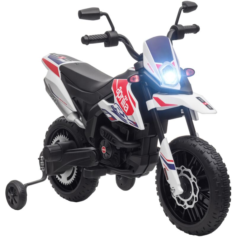 Aiyaplay - Elektro Kindermotorrad Aprilia Elektromotorrad mit usb, Stützrädern, Musik, Scheinwerfer, Kinder 6 km/h Elektro Motorrad mit 2 Stützrädern
