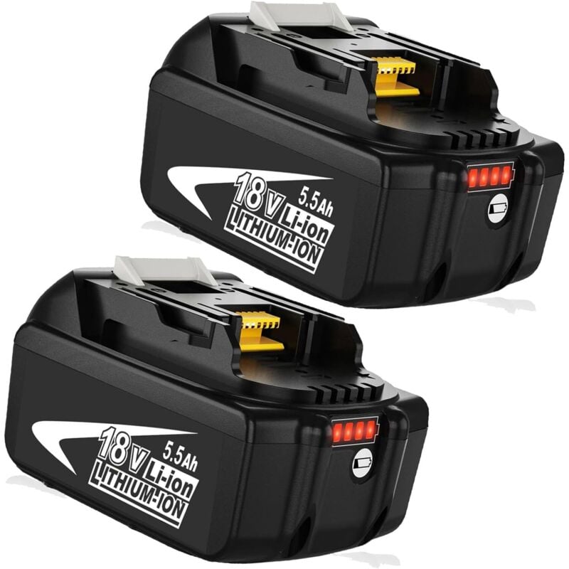 Akku ,2X 5.5A BL1860B für Makita 18V Akku Ersatzakku für Makita BL1860 BL1850B BL1840 BL1845 BL1835 BL1830 BL1815 LXT-400 mit Anzeige
