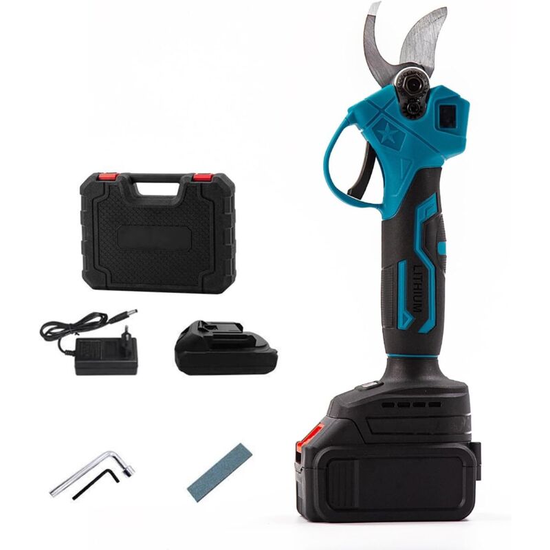 Akku-Astschere, professionelle Akku-Astschere elektrisch mit 7500 mAh Akku, max. Schnittdurchmesser 30 mm, elektrische Astschere kompatibel mit 18 V