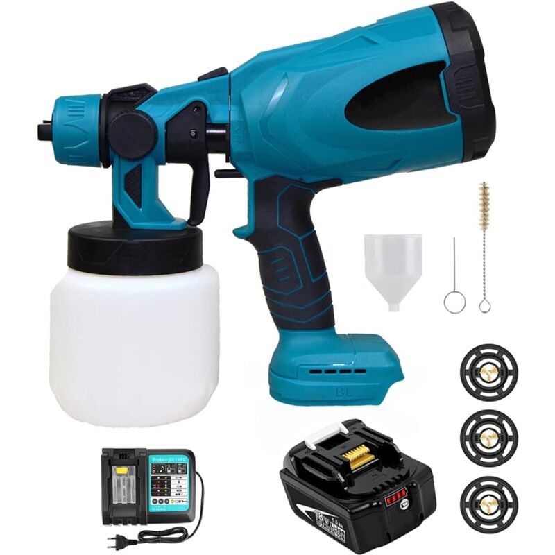 Akku Farbsprühsystem,Elektrische Farbpistole, zum Streichen von Wänden, Decken, Möbeln, Gartenzaun, Batterie-Farbsprühsystem, Sprühgerät,