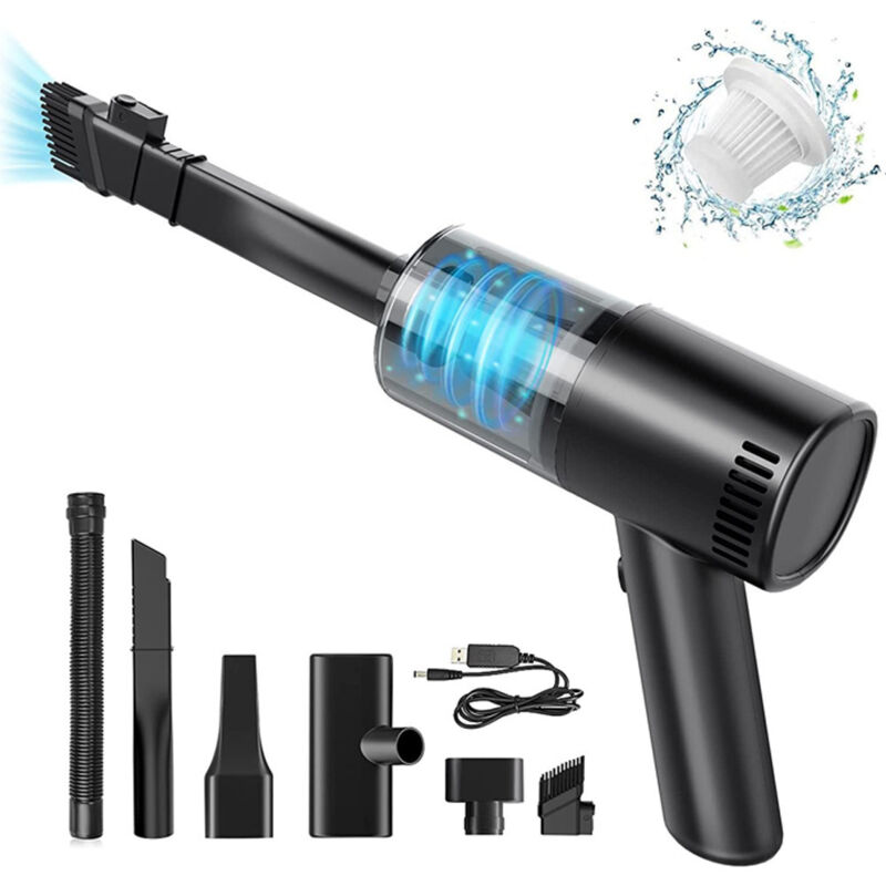 Handstaubsauger Kabellos Mini-Autostaubsauger, USB aufladbar Tragbar Leicht Handstaubsauger 3 in 1 9000Pa Nass & Trocken Autostaubsauger mit