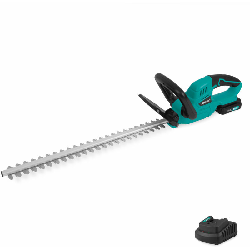 Akku-Heckenschere 20V – Schnittlänge 520mm – Schnittbreite 14mm – Inkl. 2.0Ah Akku und Ladegerät - Vonroc