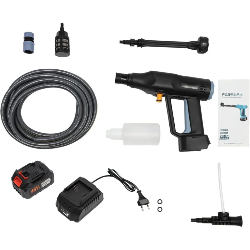 Akku-Hochdruckreiniger, tragbarer Hochdruckreiniger mit max. 50 Bar, 6-in-1-Düse und 15.000-mAh-Akku zum Reinigen und Bewässern von Autos/Zäunen/Böden