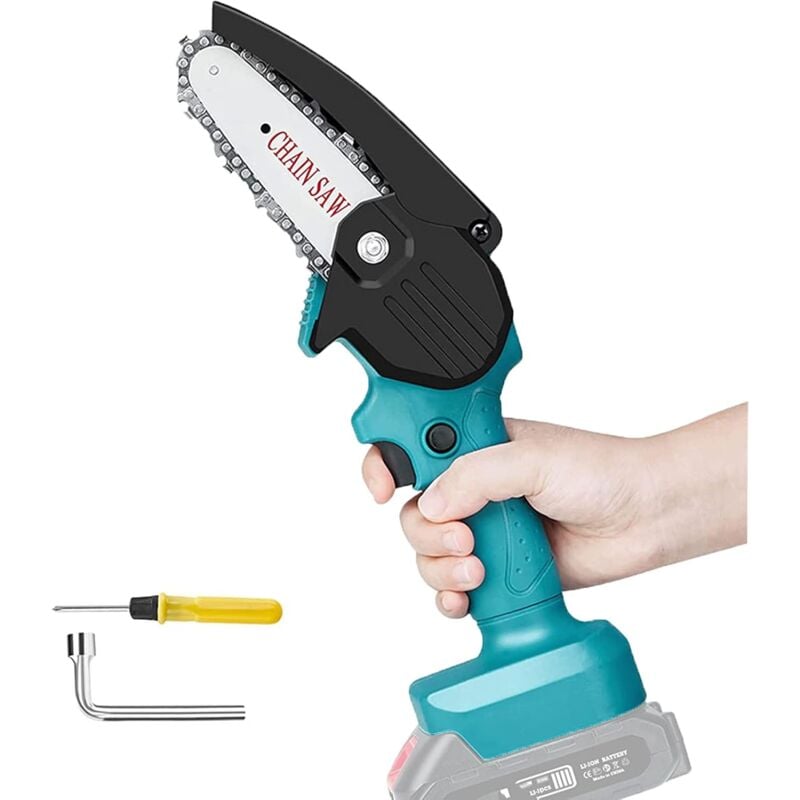 Teetok - Akku Kettensäge,4 Zoll Mini Kettensäge Akku Kleine Tragbare Einhand Kettensäge für Garten, Holz und Astscheren (ohne Akku),Kompatibel mit