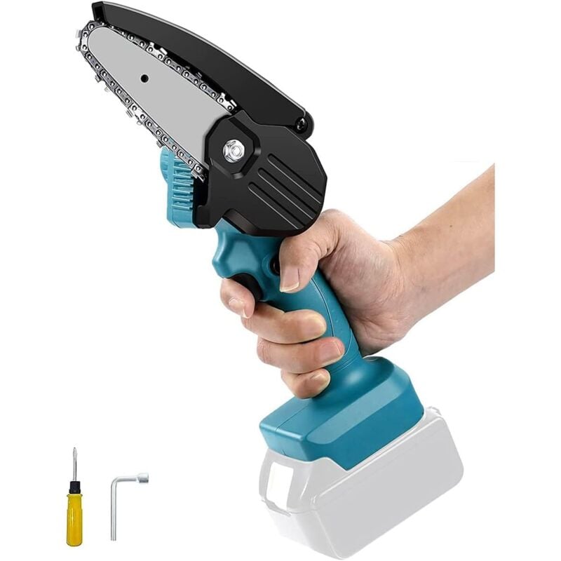 Akku Kettensäge, 4 Zoll Mini Kettensäge Akku Kleine Tragbare Einhand Kettensäge für Garten, Holz und Astscheren+1x5.5Ah Akku (nicht im Lieferumfang