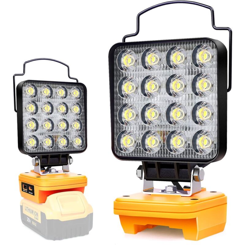 Akku Lampe Für Bosch 18v, 48W Kabellose Led Arbeitsleuchte Akku, Hell Led Strahler Tragbares Flutlichter Baustellen Lampe,Akku Scheinwerfer mit Typ C