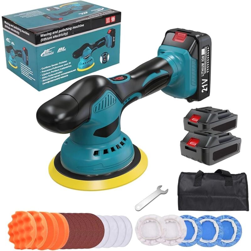 Akku-Poliermaschine mit 2 Teilen, 21 V, 1,5 A, 1300 mAh und 8 Geschwindigkeitsstufen, 5500 U/min für die Fahrzeugpflege