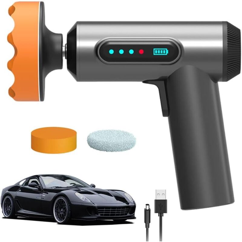 Akku-Poliermaschine, Polierpad-Maschine mit 4000-mAh-Akku, Poliermaschine und Polierpads mit einer Drehzahl von 20000 U/min, 3 Polierpads