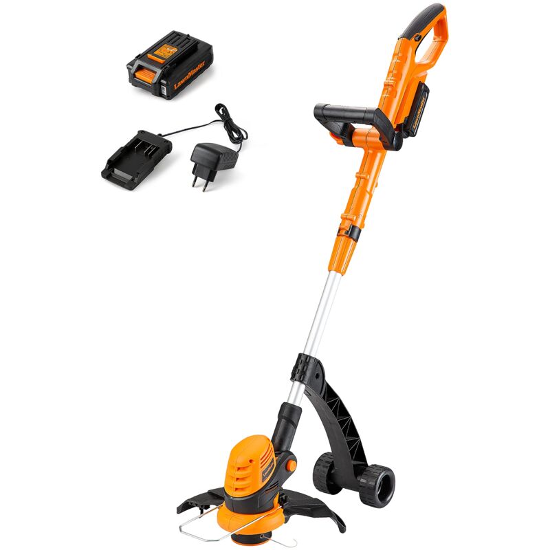Akku-Rasentrimmer 24V 2,0Ah, inkl. Akku und Ladegerät, 25 cm Schnittbreite, für größere Flächen,2-in-1 Rasentrimmer & Kantenschneider Rasen,
