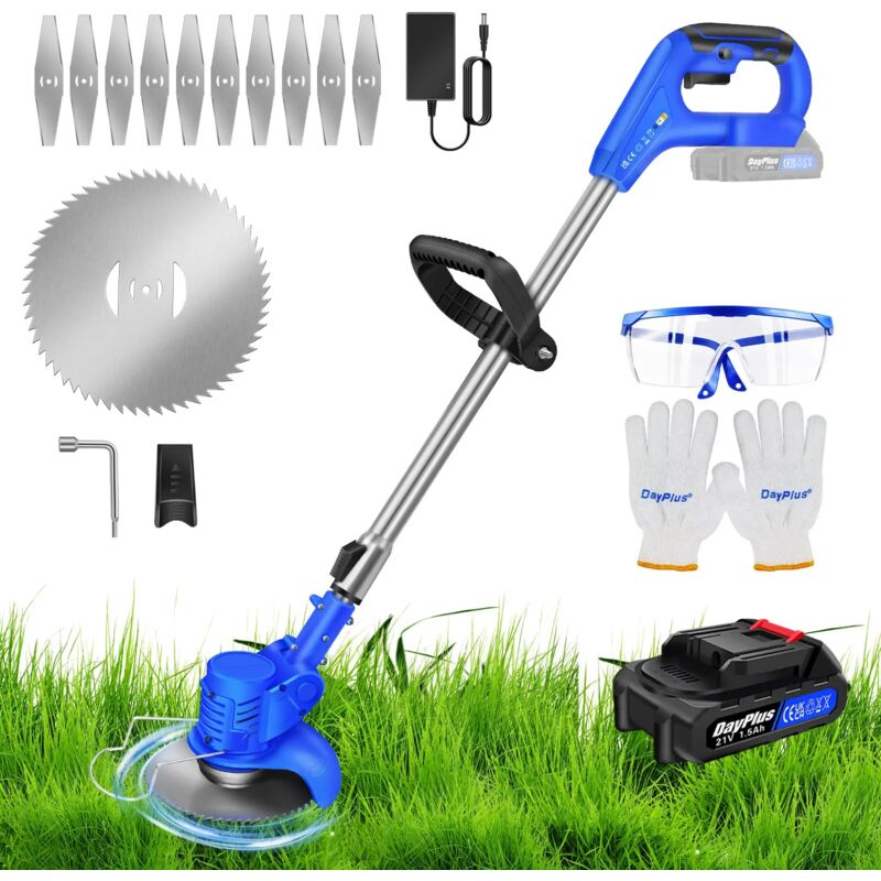 Akku Rasentrimmer Elektrischer Freischneider Motorsense Trimmer mit Zubehör Akku