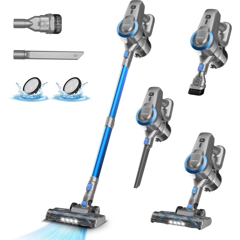 Akku Staubsauger, 25000Pa/175W/50Min Staubsauger Kabellos, Anti-Tangle-Bürste und Selbststehend, Ultraleichter Handstaubsauger akku vacuum cleaner