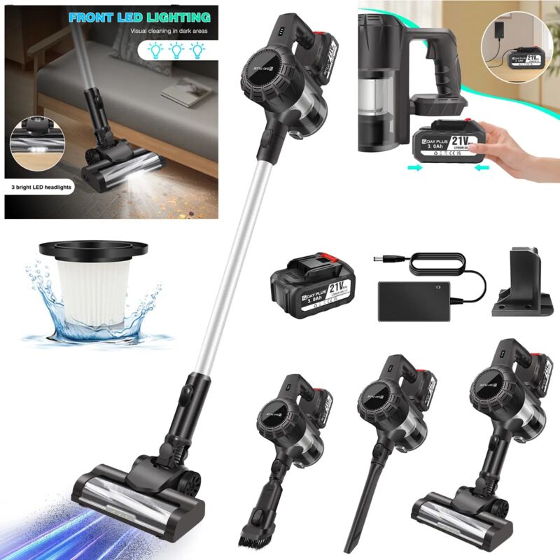 Akku Staubsauger Handstaubsauger Kabellos Beutellos Starke Absaugung Mit 1x Akku