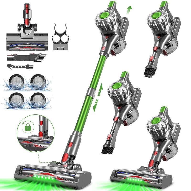 Akku Staubsauger, Staubsauger Kabellos mit Grüner LED-Anzeige, 60 Minuten Laufzeit, Akku Staubsauger für Teppiche, Tierhaare, Hartböden und Autos