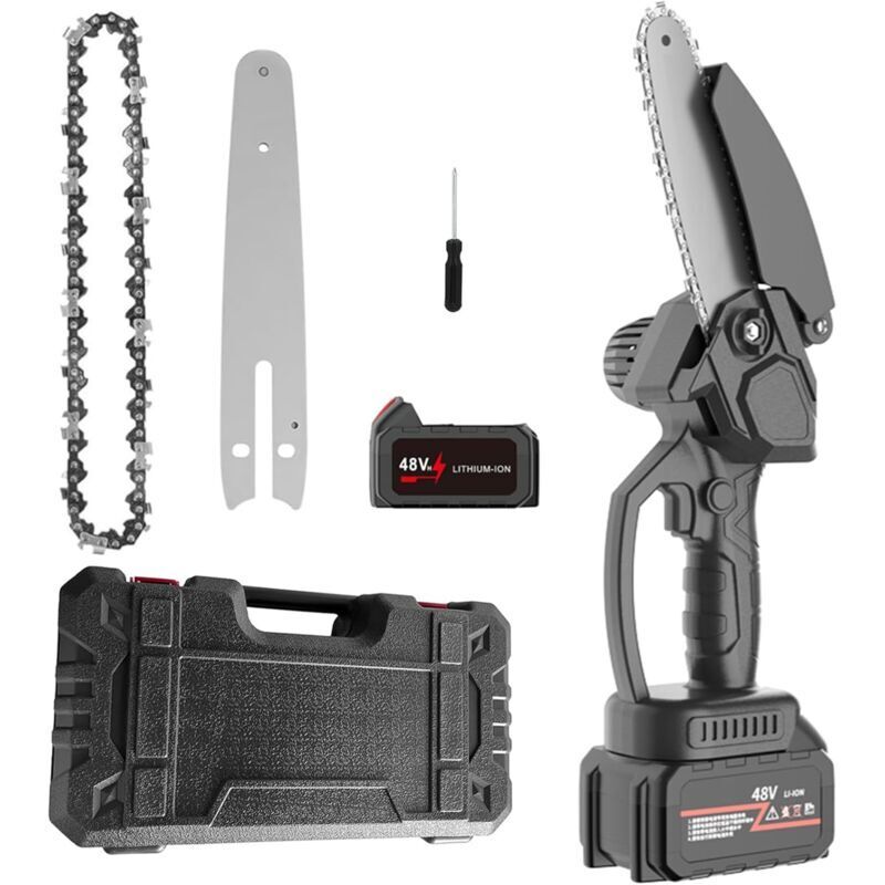 Akkubetriebene elektrische Kettensäge, kleine tragbare Kettensäge mit wiederaufladbaren Akkus, Astsäge, Astschneider, elektrisches Gartengerät