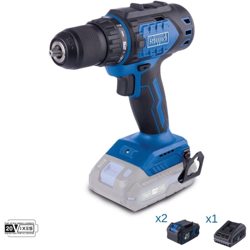 Akkuschrauber 20V 2 Akkus 4.0Ah und Ladegerat ixes Scheppach bc-dd60-x