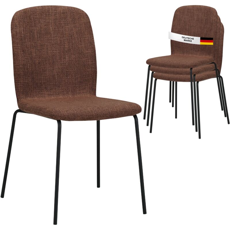 Albatros Esszimmerstühle 4er Set ENNA, braun - stapelbar, bequemer Polsterstuhl - Eleganter Küchenstuhl, Stuhl Esszimmer oder Esstisch Stuhl,