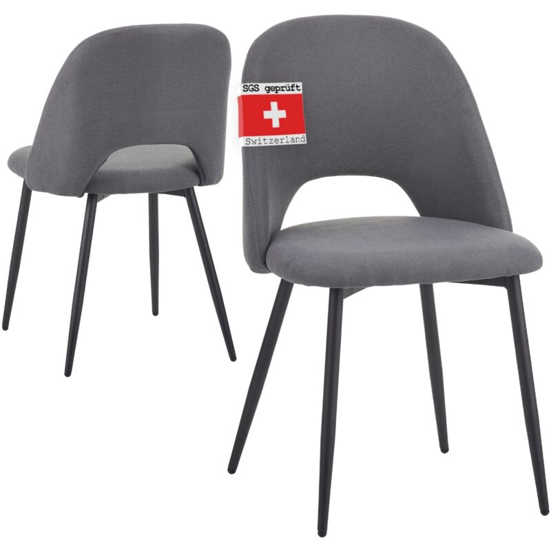Esszimmerstühle mit Stoff-Bezug 2er Set silvi, Grau Beige - Stilvolles Vintage Design, Stoff-Bezug, sgs geprüfter Polsterstuhl - Moderner