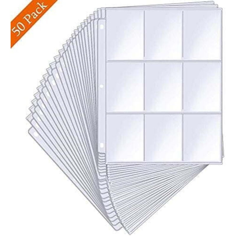 Baseball-Kartenhüllen, 9-Taschen-Sammelkarten-Ordnerhüllen, Aufbewahrungs-Münzhalter, Albumseiten-Schutzhüllen für Pokemon Skylanders Yugioh-Karten,