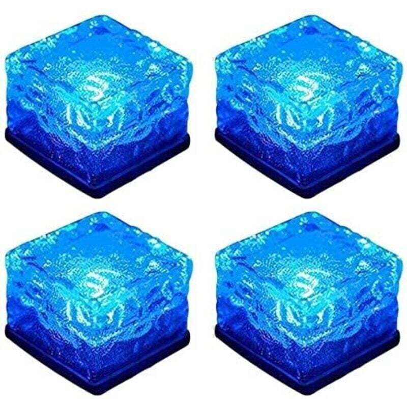 ALOVEZ Solar-Gartenleuchten, 4 Stück wasserdichte Solar-Bodenleuchten, 8 LED-Beleuchtungsmodi, helle Solar-Gartenleuchten für Terrasse, Rasen,