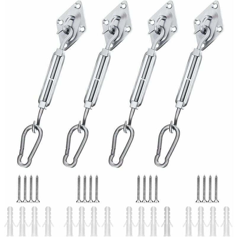 ALOVEZ Sonnensegel-Befestigungsset, Garten-Sonnensegel-Befestigungsset für Sonnensegel aus Edelstahl 304 in Dreiecks-, Quadrat-, Rechteck- und