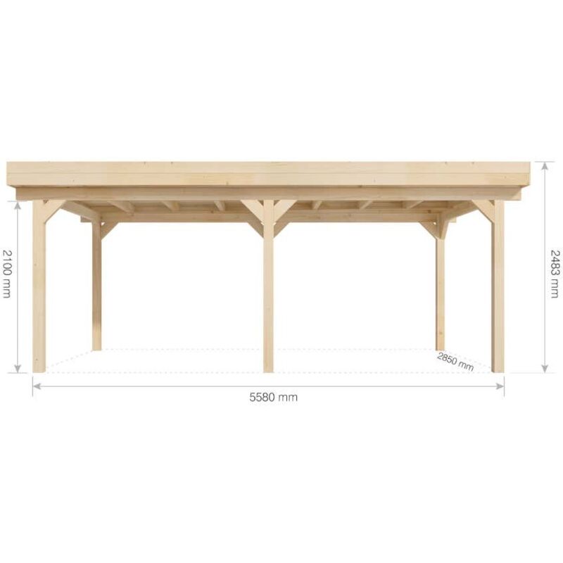 Einzelcarport Olaf Carport aus Holz, Unterstand , Überdachung mit Montagematerial - Alpholz